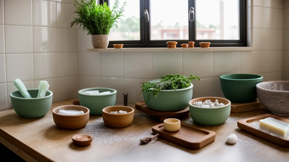 Jabón de glicerina natural hecho en casa, ejemplo de cosmética casera para piel sensible