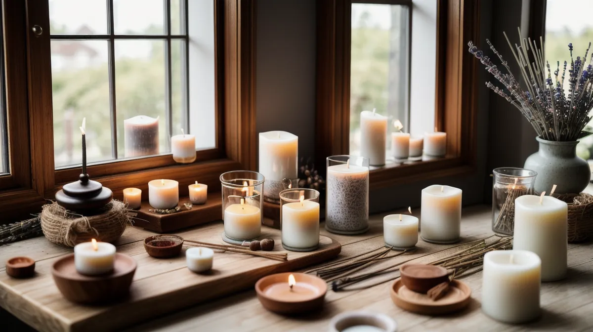 Cómo pasar de aficionada a experta en velas artesanales de soja: frascos recién desmoldados sobre la mesa de la cocina