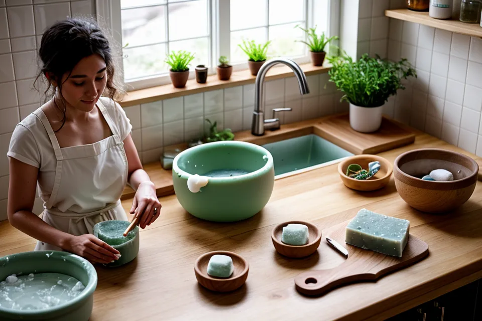 Base de jabón de leche de cabra derritiéndose en una olla para jabones caseros artesanales