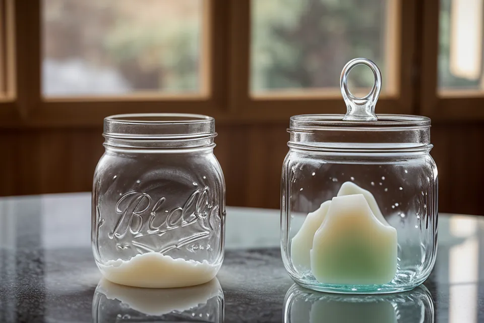 Base de glicerina natural derritiéndose en una jarra de cristal para jabones artesanales