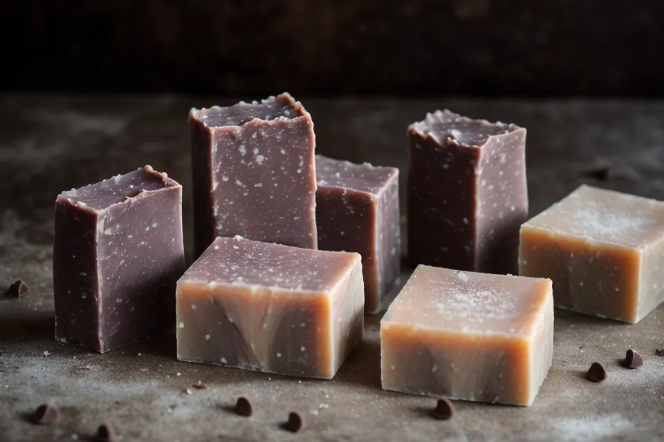 Jabones de vainilla y chocolate oxidados a un marrón oscuro, un error de principiante común en fragancias para jabón