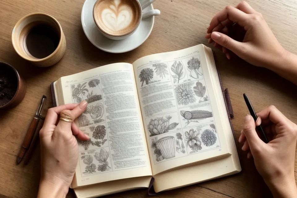 Ilustradora anotando en su libreta los aprendizajes sobre fragancias y jabones artesanales