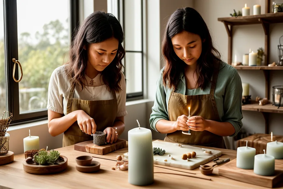 Moldes de silicona con forma de busto para hacer velas artesanales, junto a una taza de café