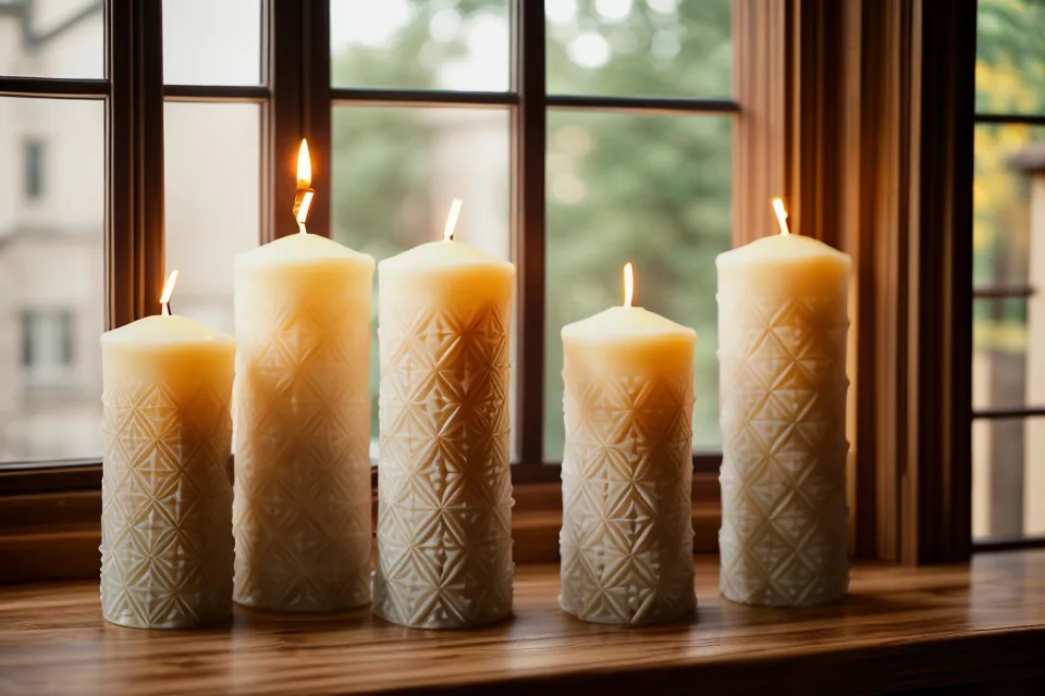 Velas artesanales recién desmoldadas de sus moldes de silicona, sin grietas ni roturas
