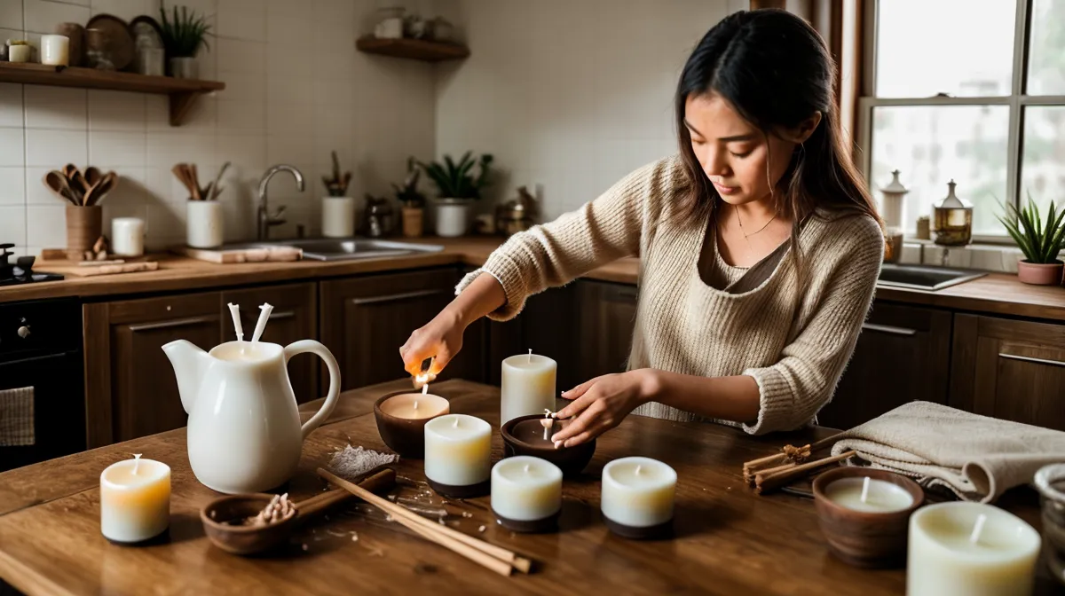 Ventajas de mezclar cera de soja con parafina para velas en molde: vela con relieve de pétalos recién desmoldada sin daños